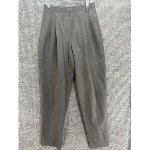 Zanella Trousers Women 10 Gray Excellent Italy Wool High Rise Pleated Hepburn